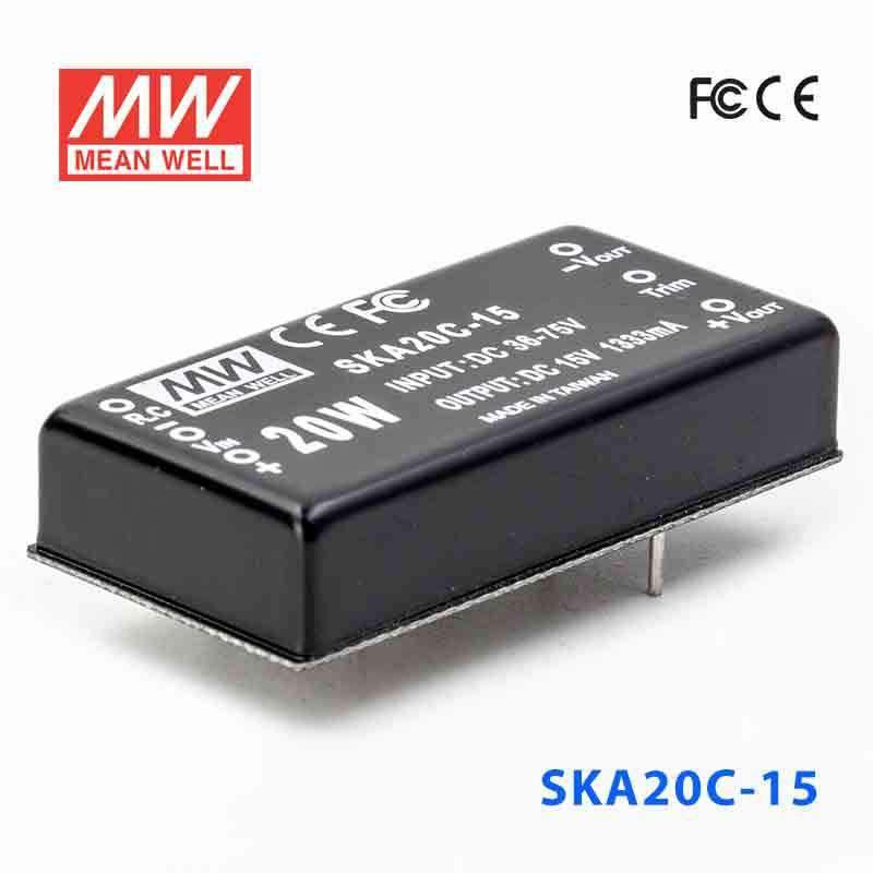 Mean Well SKA20C-15 DC-DC Converter - 20W - 36~75V in 15V out 1.33A - SKA20C-15 - powersupplymall.com