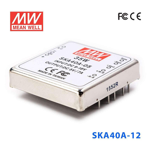 Mean Well SKA40A-12 DC-DC Converter - 35W - 9~18V in 12V out 3.33A - SKA40A-12 - powersupplymall.com