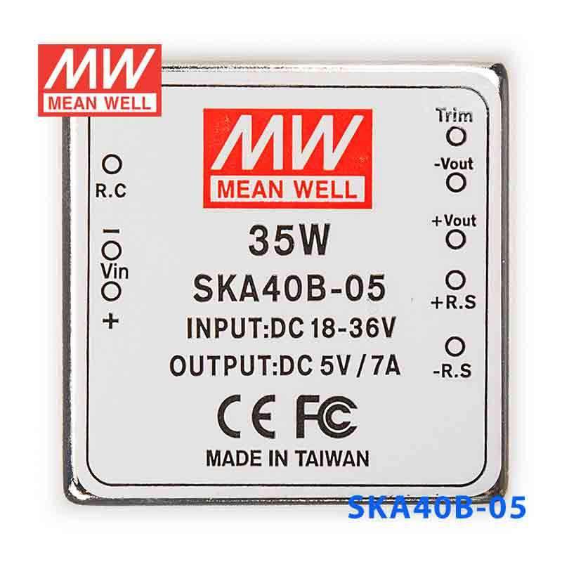 Mean Well SKA40B-05 DC-DC Converter - 35W - 18~36V in 5V out 7A - SKA40B-05 - powersupplymall.com