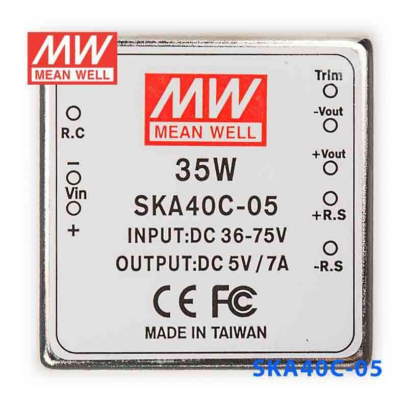Mean Well SKA40C-05 DC-DC Converter - 35W - 36~75V in 5V out 7A - SKA40C-05 - powersupplymall.com