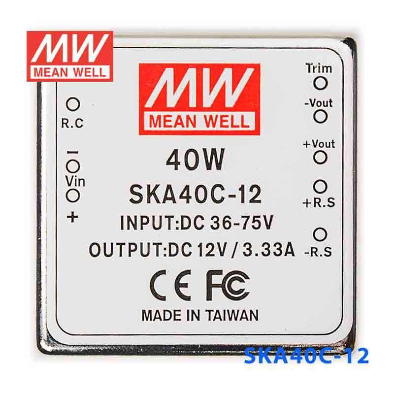 Mean Well SKA40C-12 DC-DC Converter - 35W - 36~75V in 12V out 3.33A - SKA40C-12 - powersupplymall.com