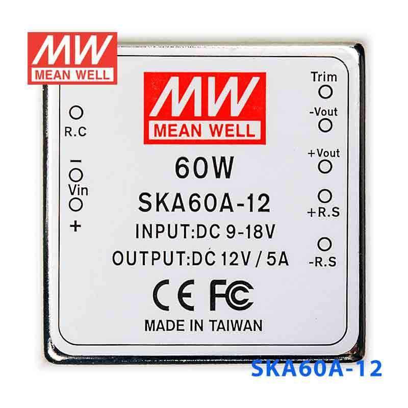 Mean Well SKA60A-12 DC-DC Converter - 60W - 9~18V in 12V out 5A - SKA60A-12 - powersupplymall.com
