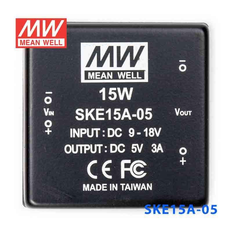 Mean Well SKE15A-05 DC-DC Converter - 15W - 9~18V in 5V out 3A - SKE15A-05 - powersupplymall.com