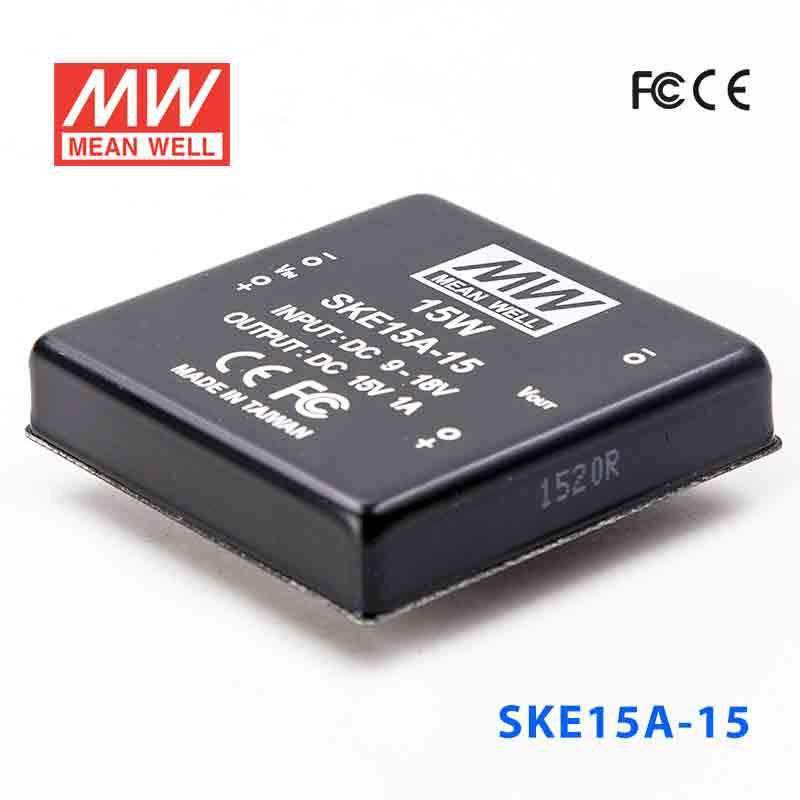 Mean Well SKE15A-15 DC-DC Converter - 15W - 9~18V in 15V out 1A - SKE15A-15 - powersupplymall.com