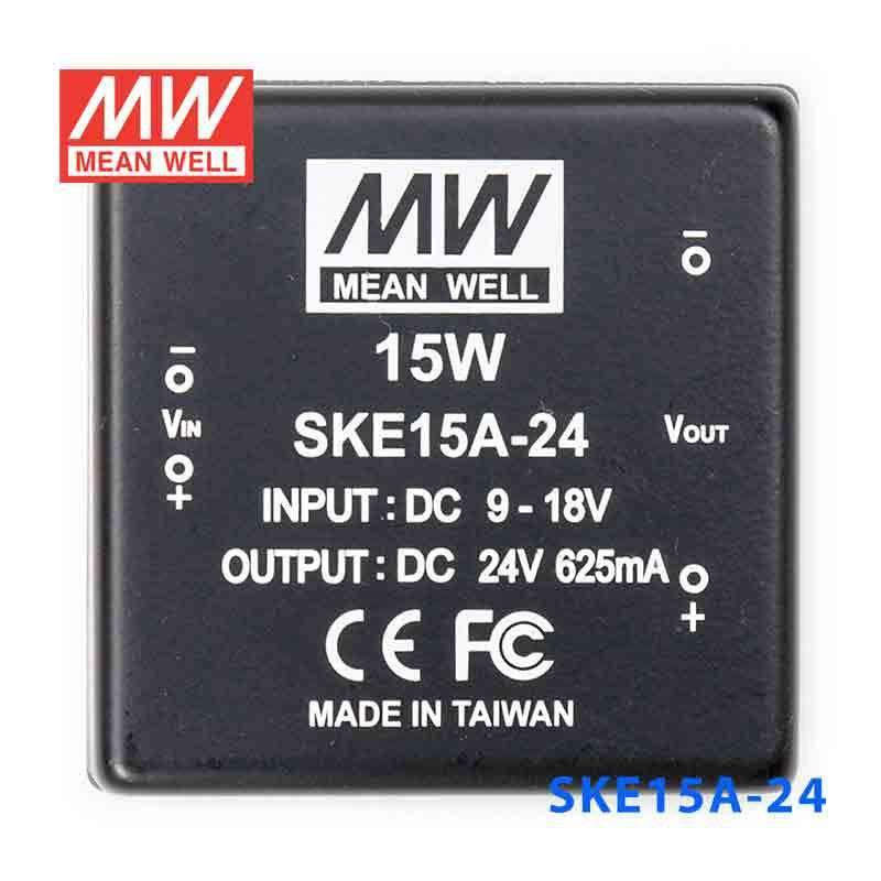 Mean Well SKE15A-24 DC-DC Converter - 15W - 9~18V in 24V out 625mA - SKE15A-24 - powersupplymall.com