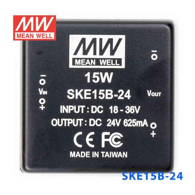 Mean Well SKE15B-24 DC-DC Converter - 15W - 18~36V in 24V out 625mA - SKE15B-24 - powersupplymall.com