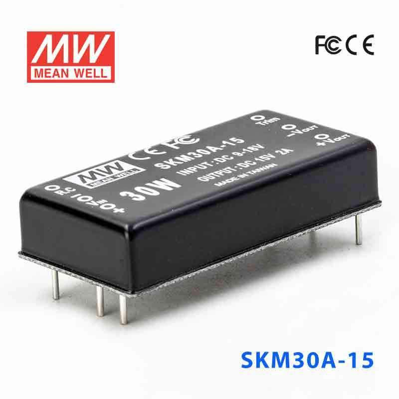 Mean Well SKM30A-15 DC-DC Converter - 30W - 9~18V in 15V out 2A - SKM30A-15 - powersupplymall.com