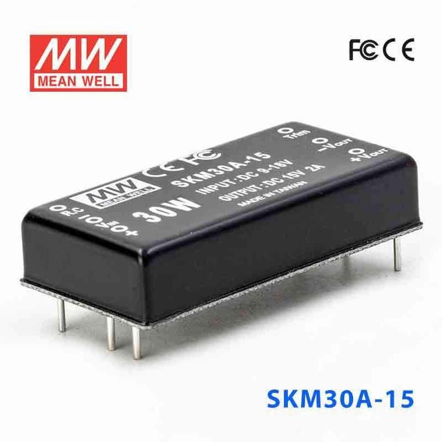 Mean Well SKM30A-15 DC-DC Converter - 30W - 9~18V in 15V out 2A - SKM30A-15 - powersupplymall.com