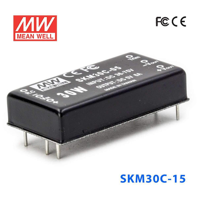 Mean Well SKM30C-15 DC-DC Converter - 30W - 36~75V in 15V out 2A - SKM30C-15 - powersupplymall.com