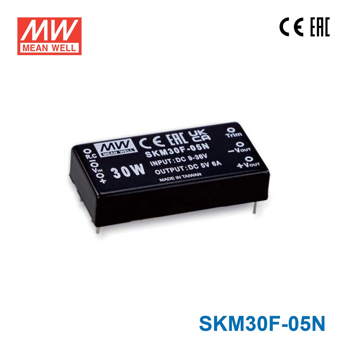 Mean Well SKM30F-05N 2"x1" Package DC-DC Converter 30W 5V, Single Output 120mA - SKM30F-05N - powersupplymall.com