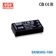 Mean Well SKM30G-15N 2"x1" Package DC-DC Converter 30W 15V, Single Output 2A - SKM30G-15N - powersupplymall.com