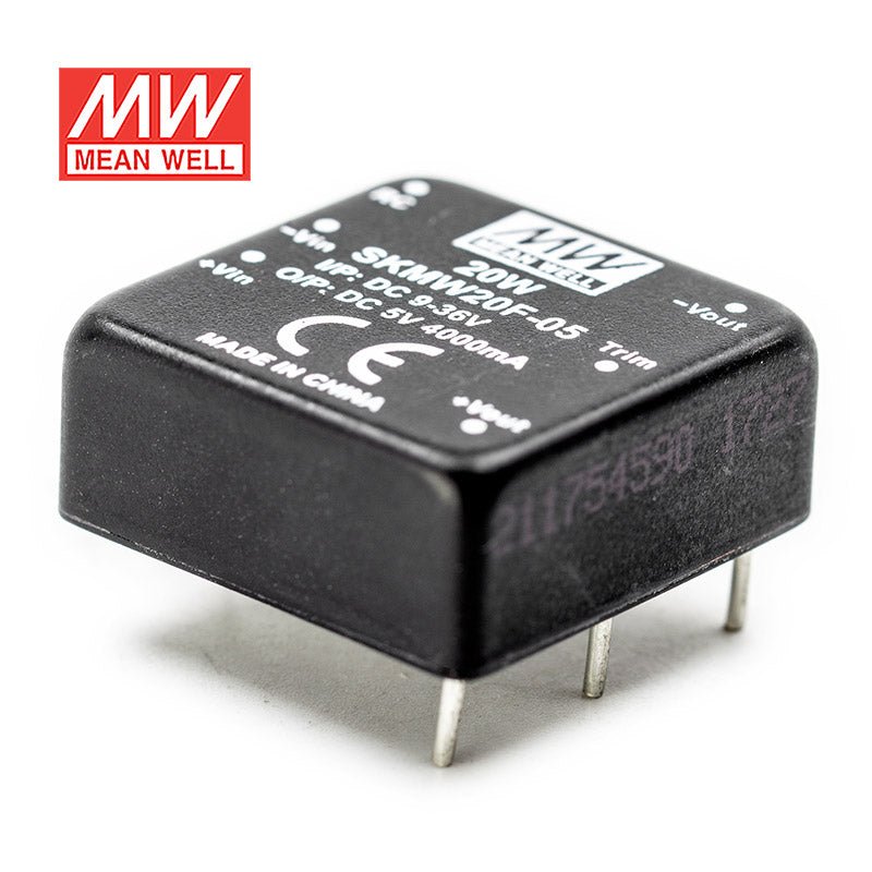Mean Well SKMW20F-05 DC-DC Converter - 20W - 9~36V in 5V out 4A - SKMW20F-05 - powersupplymall.com