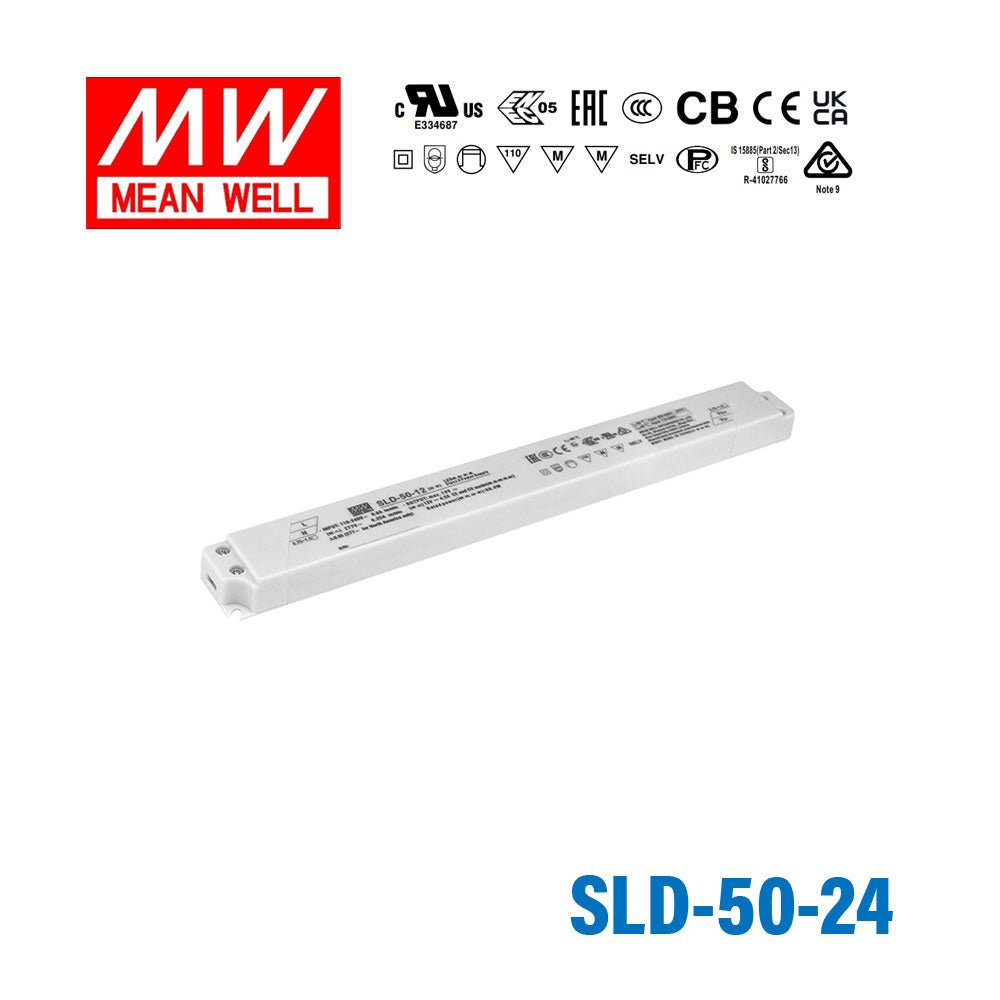 Mean Well SLD-50-24 Linear LED Driver 50.4W 24V 2100mA - Slim - SLD-50-24 - powersupplymall.com