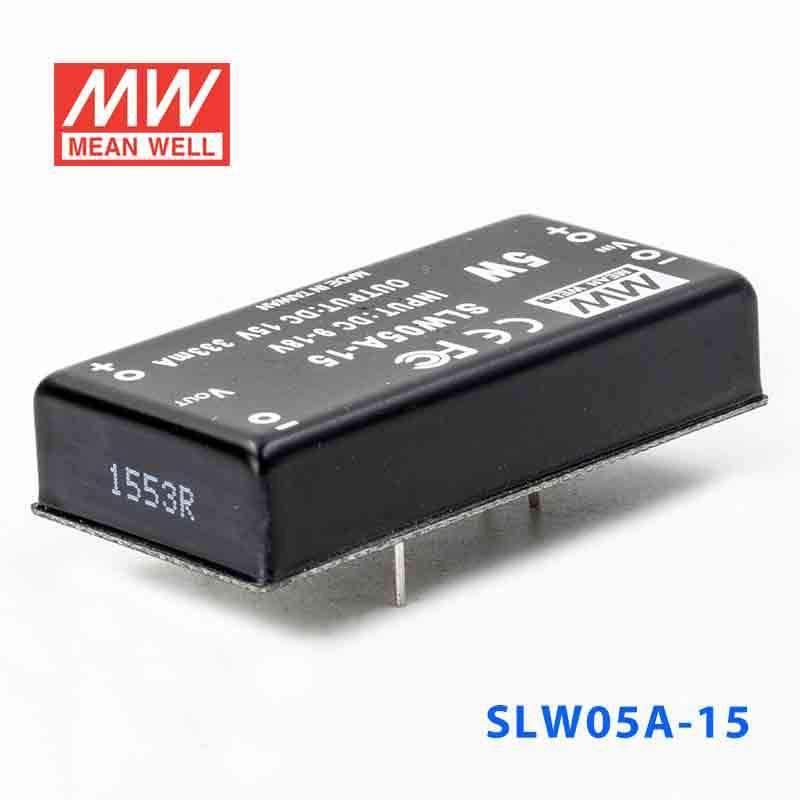 Mean Well SLW05A-15 DC-DC Converter - 5W - 9~18V in 15V out 333mA - SLW05A-15 - powersupplymall.com