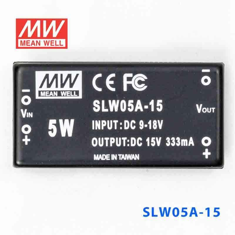 Mean Well SLW05A-15 DC-DC Converter - 5W - 9~18V in 15V out 333mA - SLW05A-15 - powersupplymall.com