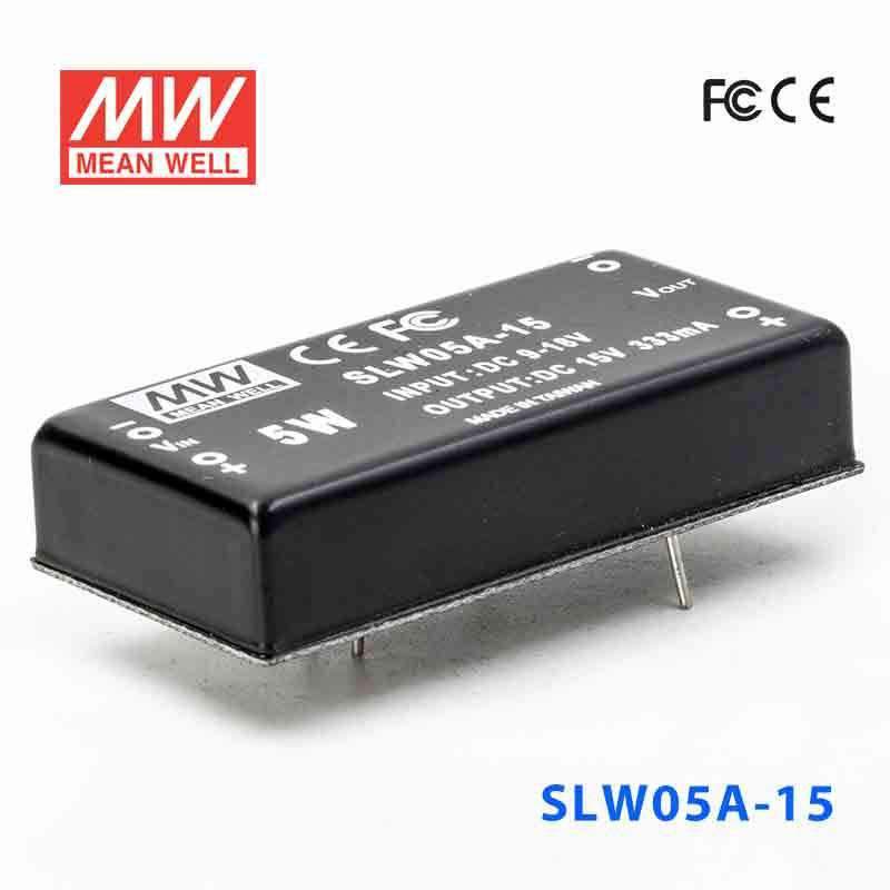 Mean Well SLW05A-15 DC-DC Converter - 5W - 9~18V in 15V out 333mA - SLW05A-15 - powersupplymall.com