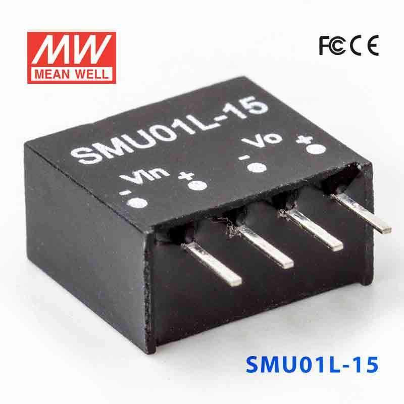 Mean Well SMU01L-15 DC-DC Converter - 1W - 4.5~5.5V in 15V out 67mA - SMU01L-15 - powersupplymall.com