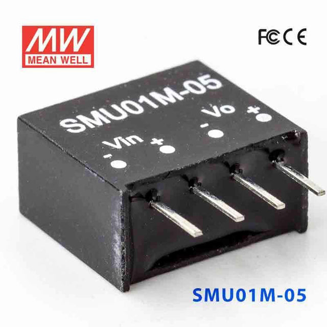 Mean Well SMU01M-05 DC-DC Converter - 1W - 10.8~13.2V in 5V out 200mA - SMU01M-05 - powersupplymall.com