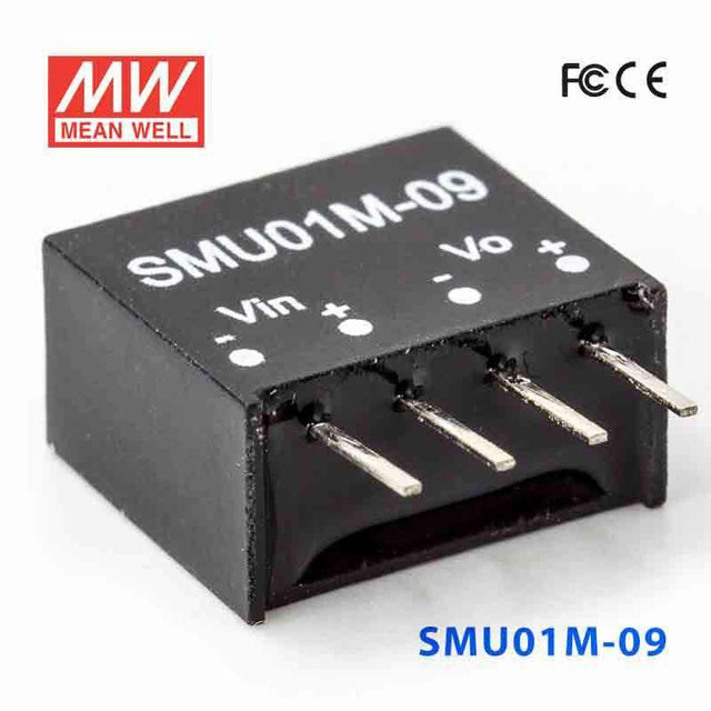 Mean Well SMU01M-09 DC-DC Converter - 1W - 10.8~13.2V in 9V out 110mA - SMU01M-09 - powersupplymall.com