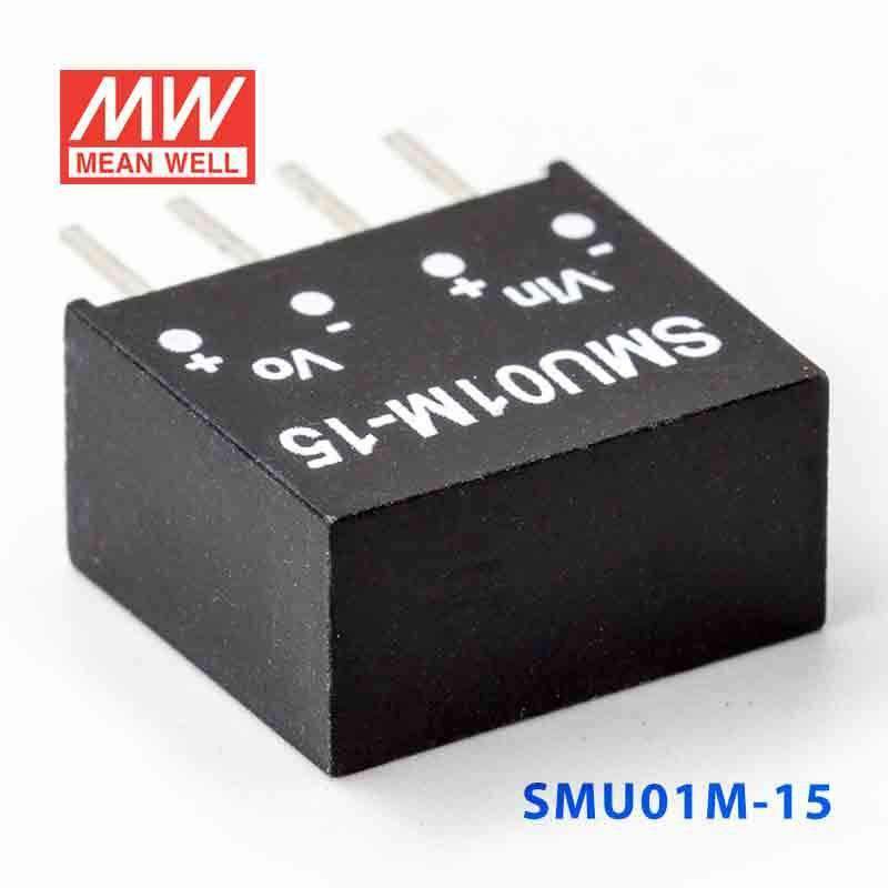 Mean Well SMU01M-15 DC-DC Converter - 1W - 10.8~13.2V in 15V out 67mA - SMU01M-15 - powersupplymall.com