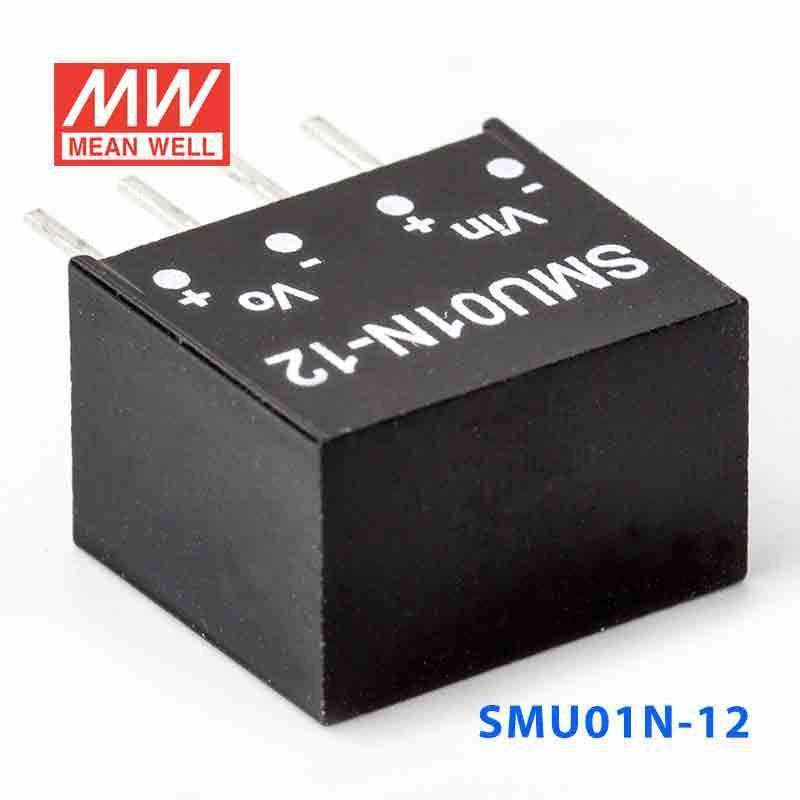 Mean Well SMU01N-12 DC-DC Converter - 1W - 21.6~26.4V in 12V out 84mA - SMU01N-12 - powersupplymall.com