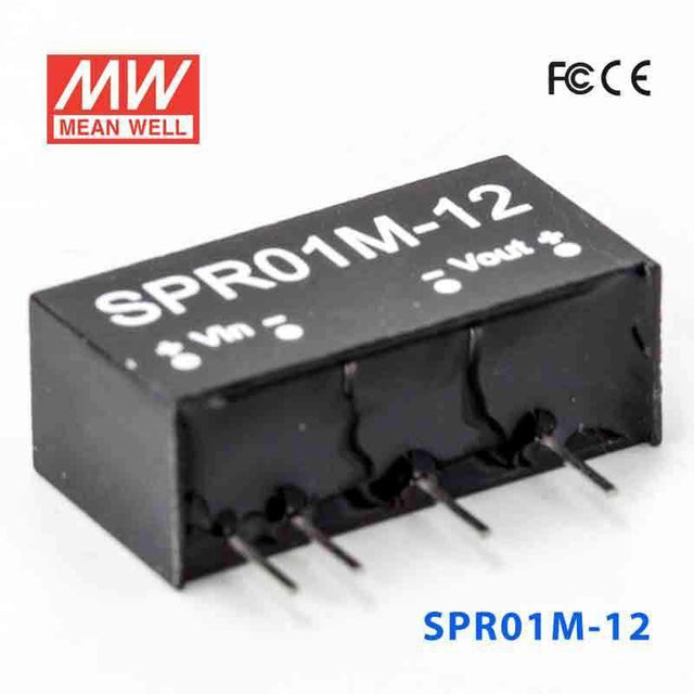 Mean Well SPR01M-12 DC-DC Converter - 1W - 10.8~13.2V in 12V out - SPR01M-12 - powersupplymall.com