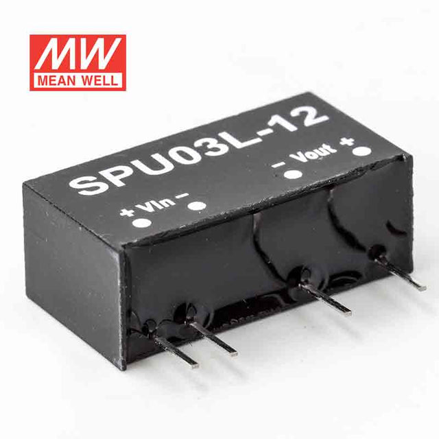 Mean Well SPU03L-12 DC-DC Converter - 3W - 10.8~13.2V in 5V out - SPU03L-12 - powersupplymall.com