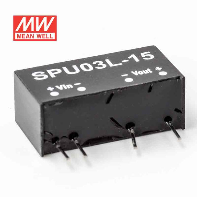 Mean Well SPU03L-15 DC-DC Converter - 3W - 21.6~26.4V in 5V out - SPU03L-15 - powersupplymall.com