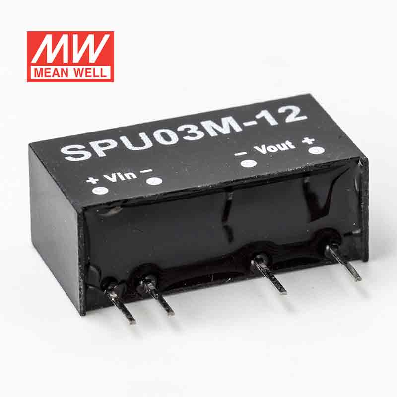Mean Well SPU03M-12 DC-DC Converter - 3W - 10.8~13.2V in 12V out - SPU03M-12 - powersupplymall.com