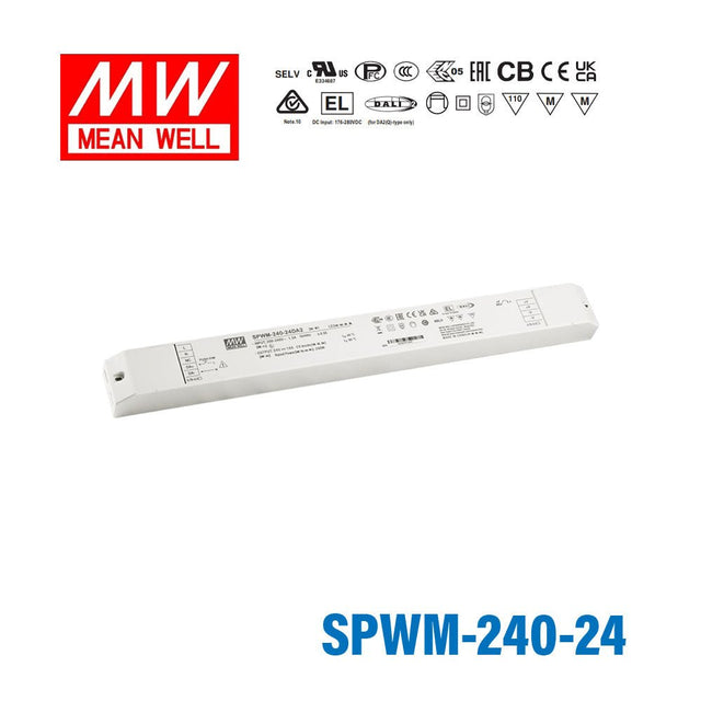 MEAN WELL SPWM-240-24 240W 24V CV LED Driver 10A - SPWM-240-24 - powersupplymall.com