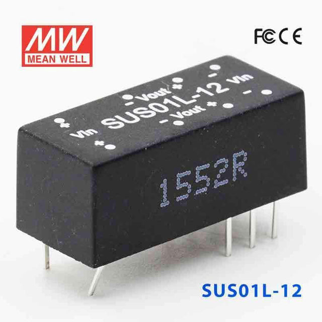 Mean Well SUS01L-12 DC-DC Converter - 1W - 4.5~5.5V in 12V out - SUS01L-12 - powersupplymall.com