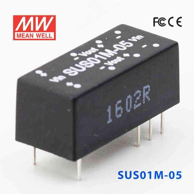 Mean Well SUS01M-05 DC-DC Converter - 1W - 10.8~13.2V in 5V out - SUS01M-05 - powersupplymall.com