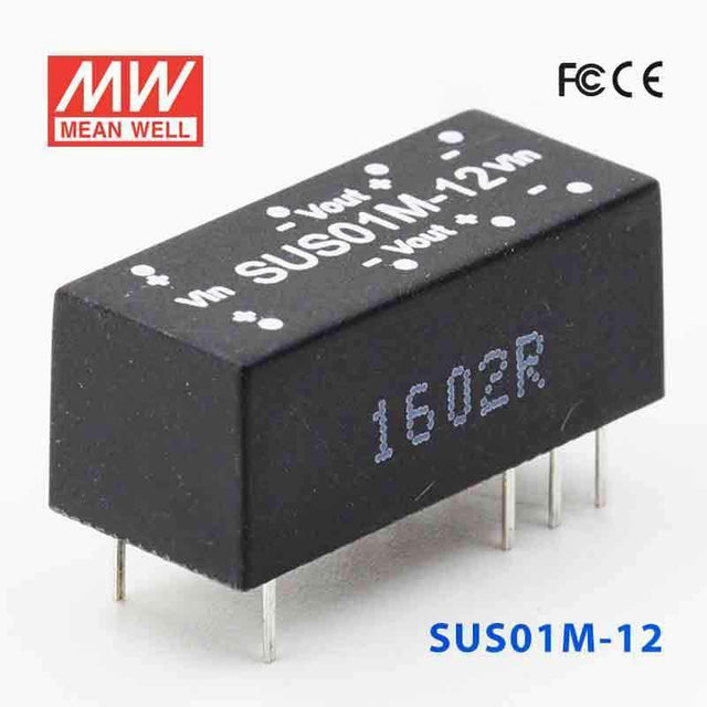 Mean Well SUS01M-12 DC-DC Converter - 1W - 10.8~13.2V in 12V out - SUS01M-12 - powersupplymall.com