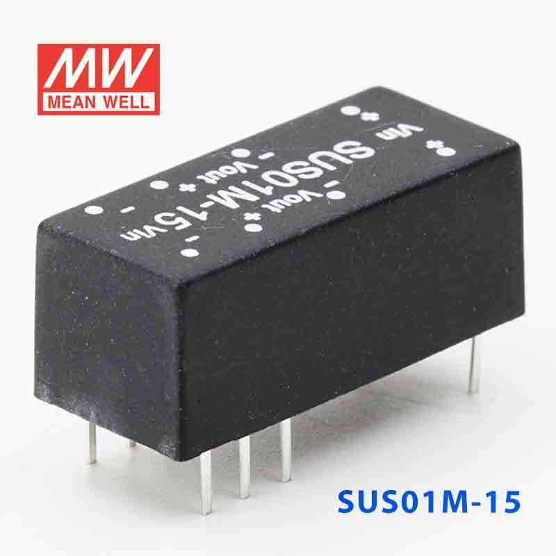Mean Well SUS01M-15 DC-DC Converter - 1W - 10.8~13.2V in 15V out - SUS01M-15 - powersupplymall.com