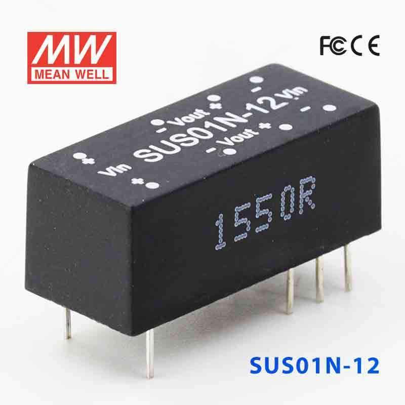 Mean Well SUS01N-12 DC-DC Converter - 1W - 21.6~26.4V in 12V out - SUS01N-12 - powersupplymall.com