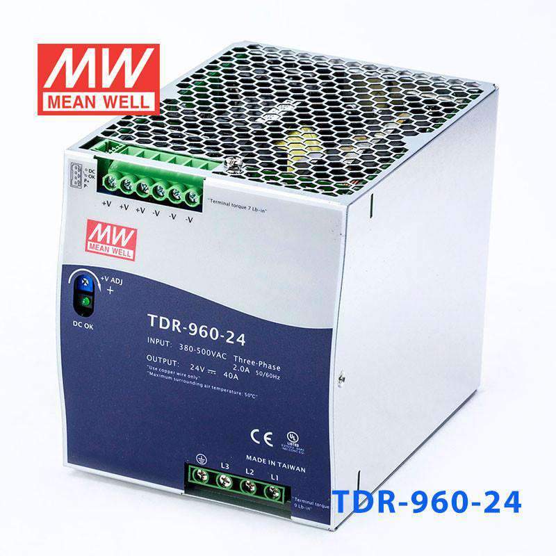 Mean Well TDR-960-24 Single Output Industrial Power Supply 960W 24V 40A - DIN Rail - TDR-960-24 - powersupplymall.com