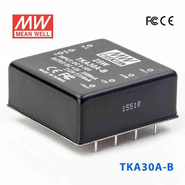 Mean Well TKA30A-B DC-DC Converter - 25W - 9~18V in 5V out - TKA30A-B - powersupplymall.com