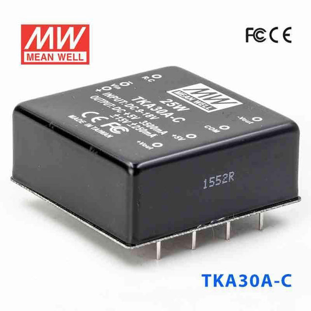 Mean Well TKA30A-C DC-DC Converter - 25W - 9~18V in 5V out - TKA30A-C - powersupplymall.com
