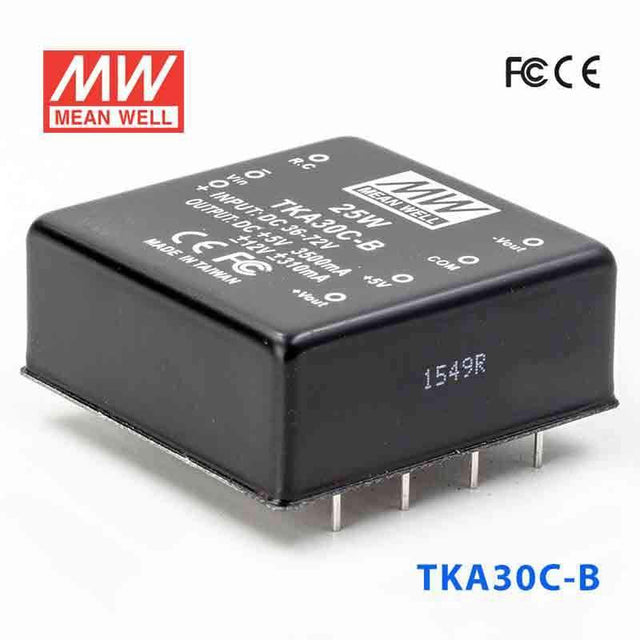 Mean Well TKA30C-B DC-DC Converter - 25W - 36~72V in ±12V out - TKA30C-B - powersupplymall.com