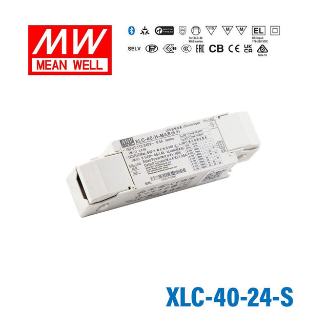 Mean Well XLC-40-24-S LED Driver 40.8W 24V with Strain-relief 1.7A - XLC-40-24-S - powersupplymall.com