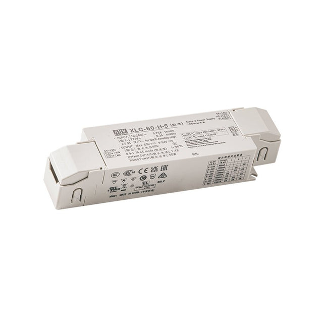 Mean Well XLC - 60 - H - BS LED Driver 60W 1400mA 9~54V Constant Power, 3 in 1 Dimming with Strain - relief, Current Setting by Dip Switch - XLC - 60 - H - BS - powersupplymall.com