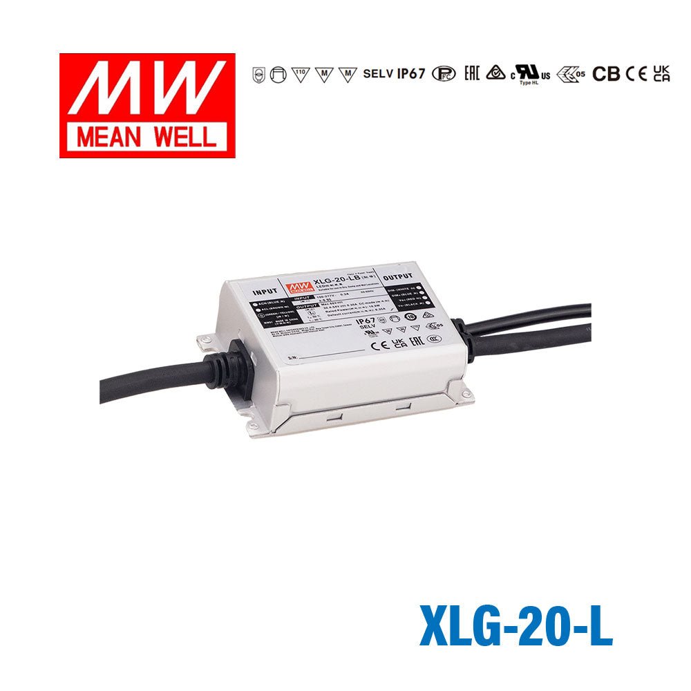 Mean Well XLG - 20 - L 18.9W 350mA 32.4 - 54V Constant Current LED Driver - XLG-20-L - powersupplymall.com