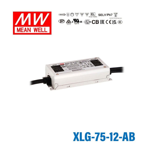 Mean Well XLG - 75 - 12 - AB Power Supply 75W 12V - Adjustable and Dimmable - XLG-75-12-AB - powersupplymall.com