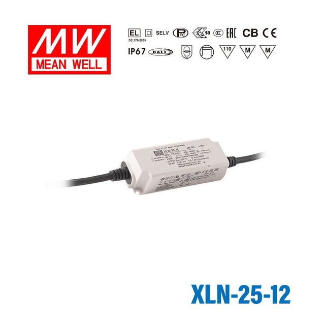 Mean Well XLN-25-12 LED Driver 25.2W 12V IP67 2.1A - XLN-25-12 - powersupplymall.com