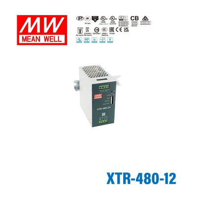 Mean Well XTR-480-12 Three Phase Din Rail Power Supply 360W 12V - Screw Terminal 30A