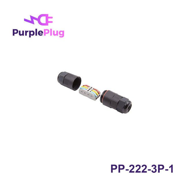 Purple Plug 222 Compact Splicing Connector, 3 Port 2 Way, Waterproof, with Lever - PP-222-3P-1 - powersupplymall.com