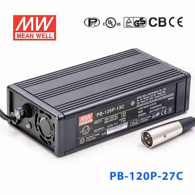Mean Well PB-120P-27C Portable Battery Chargers 118.68W 27.6V 4.3A - Single Output Power Supply