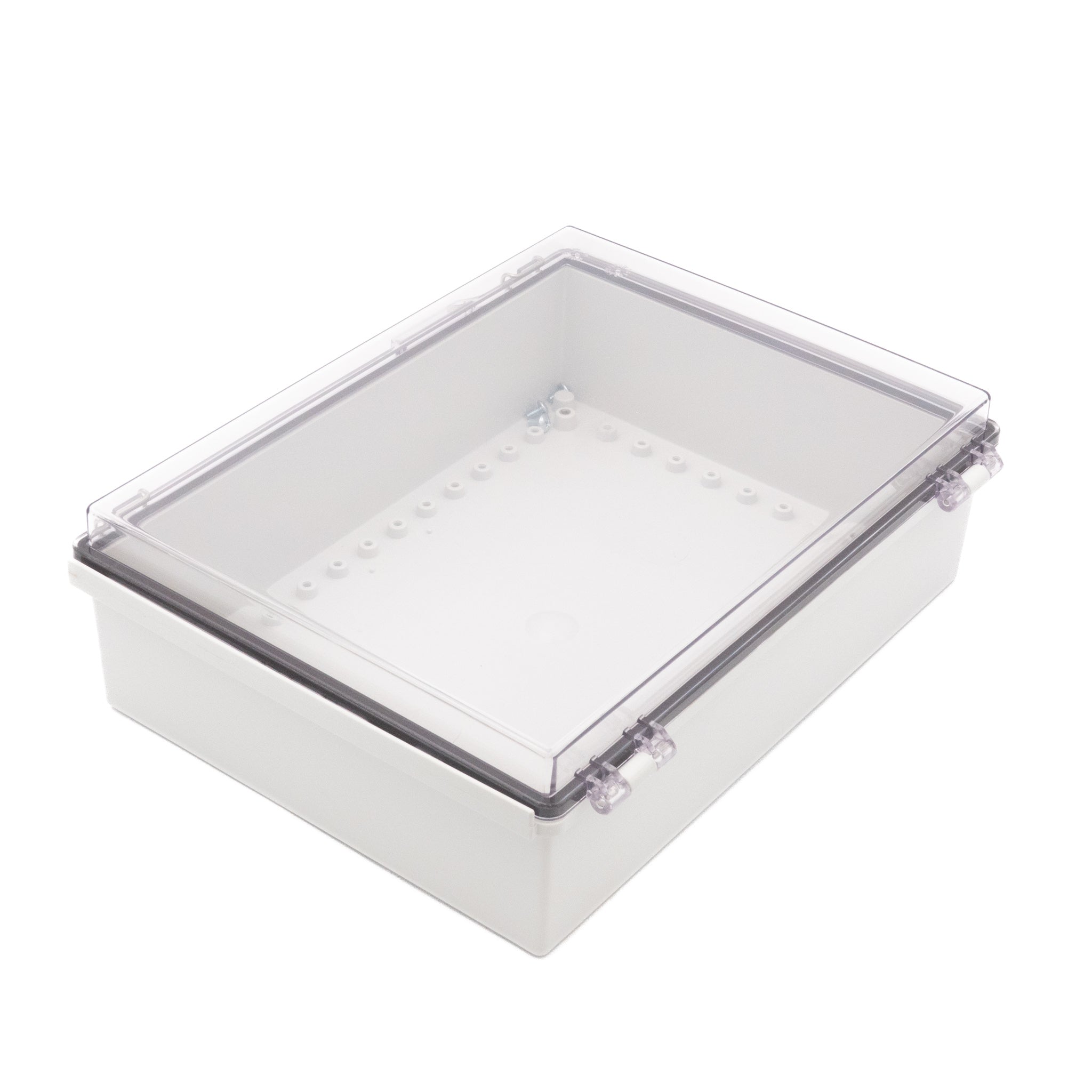Boxco P-Series 11.81 x 15.75 x 4.72 inches(300 x 400 x 120mm) Plastic  Enclosure, IP67, IK08, PC, Transparent Cover, Molded Hinge and Latch Type