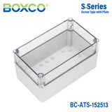 Boxco S-Series 5.91 x 9.84 x 5.12 Inches(150x250x130mm) Plastic Enclosure, IP67, IK08, ABS, Transparent Cover, Screw Type