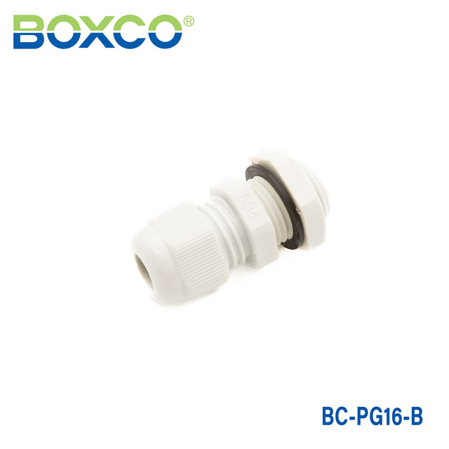 Boxco BC-PG16-B Cable Gland, 10 to 14 mm Cable Dia, 23mm Cutting-Hole, Nylon, Black
